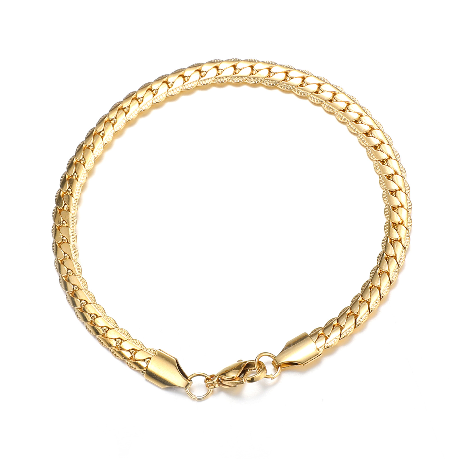 Gold bracelet (21cm long) Width 5mm