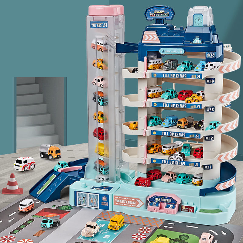 5-story car building with 8 cars - with lighthouse [Color box]