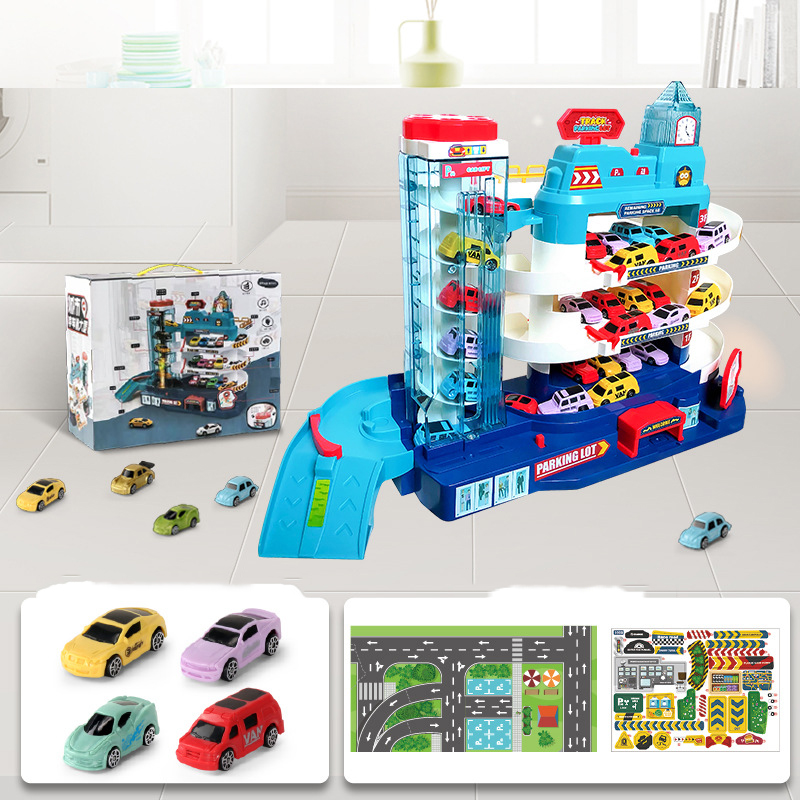 [Gift box]6-story parking building (including 8 cars   beautiful stickers   map)