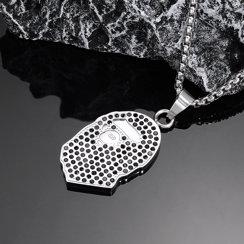 2:Steel black diamond pendant