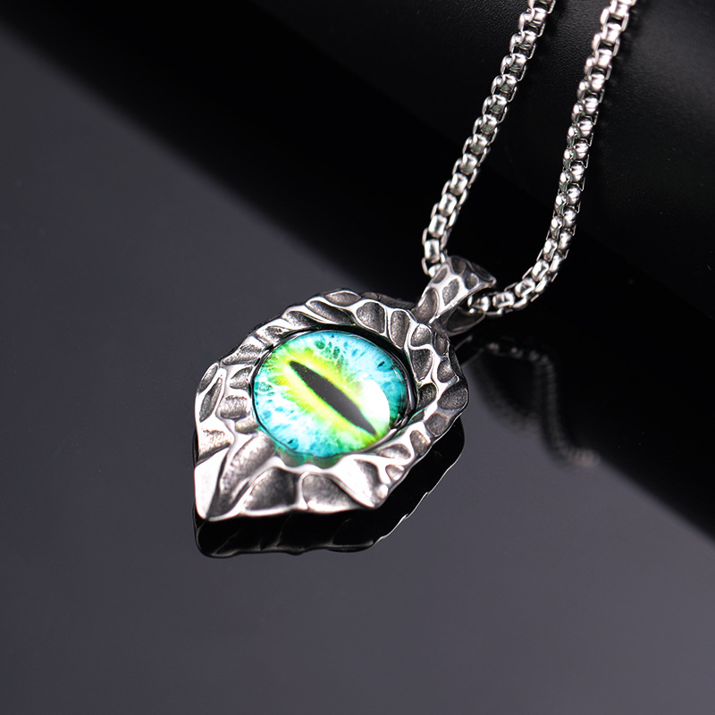 1:Steel green eye pendant