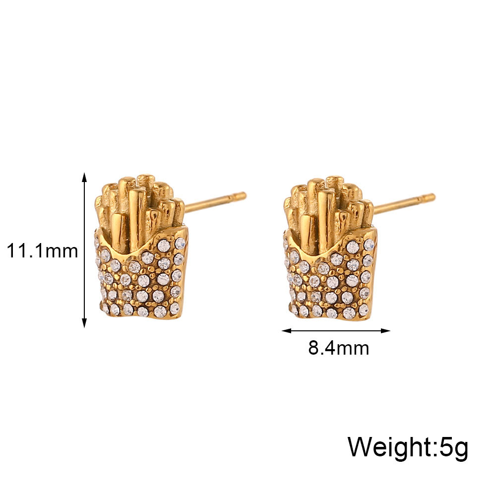 6:Stud earrings - Gold - white diamond
