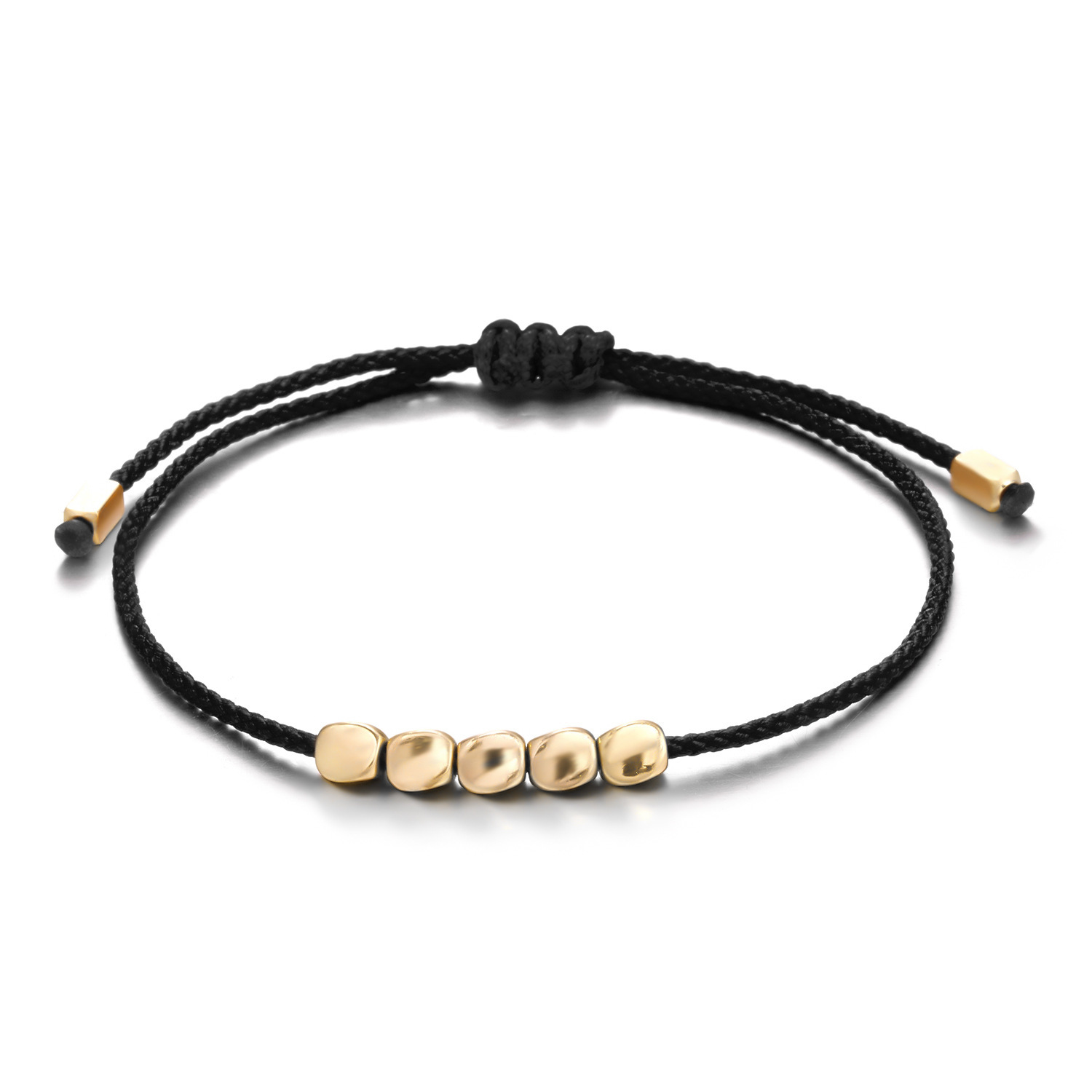 5 black strings with copper beads