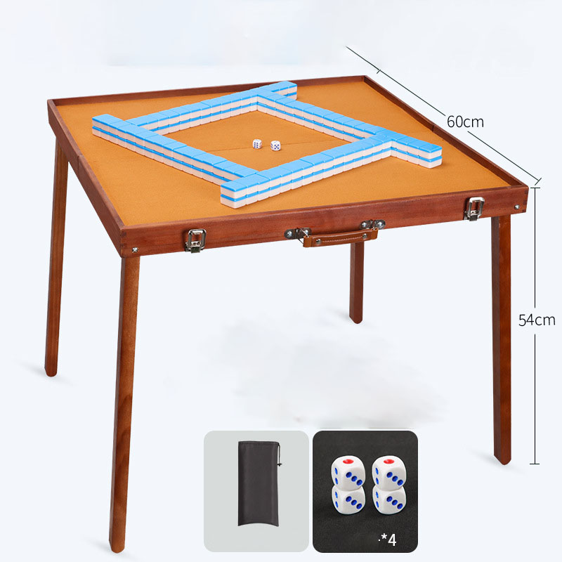 Heightened travel mahjong set [ card actually wooden table   144 30mm blue cards ]