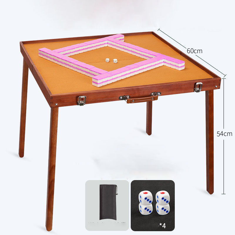 Heightened travel mahjong set [ kashi wood table   144 30mm pink cards ]