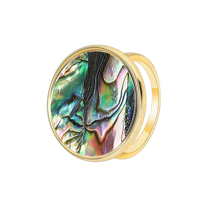Gold abalone shell ring
