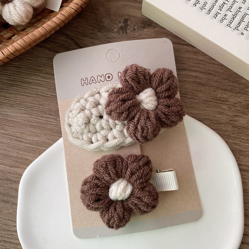 Coffee color flower hairpin set