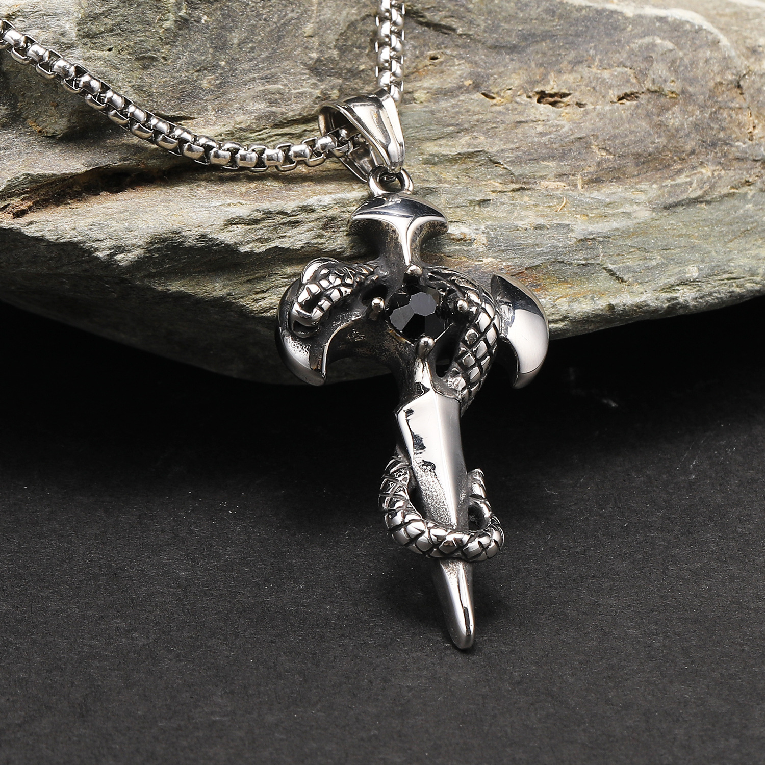 2:Steel black diamond pendant without chain