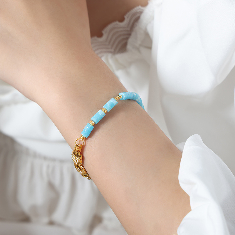 2:Bluish natural stone bracelet - 18cm