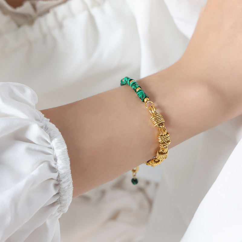 5:Green natural stone bracelet - 18cm