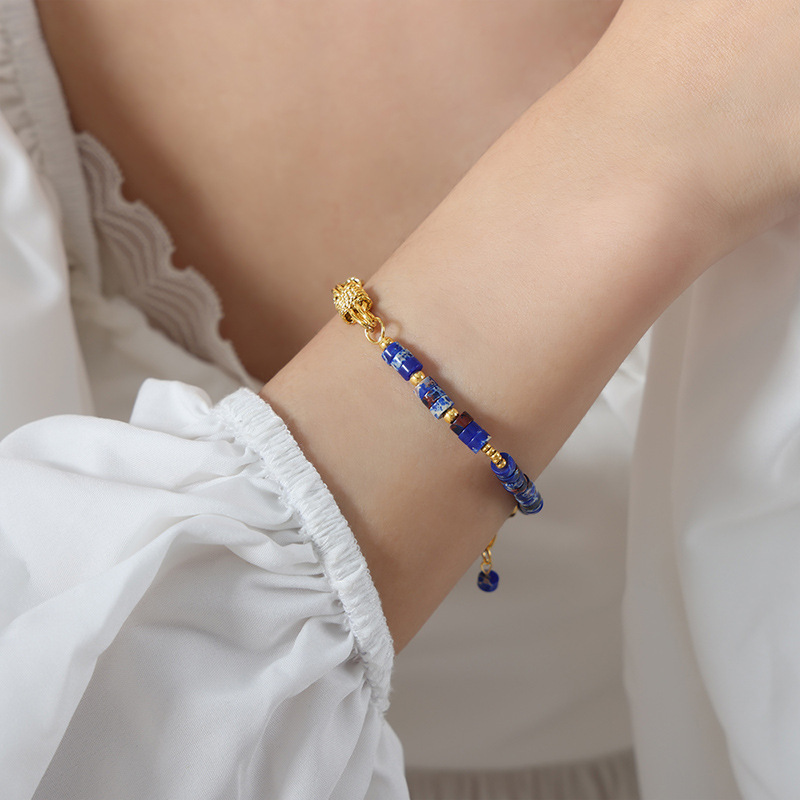 6:Deep blue natural stone bracelet -18cm