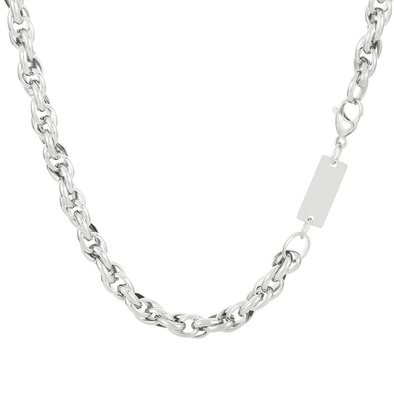 Necklace - Steel color (width 7mm, length 50cm)