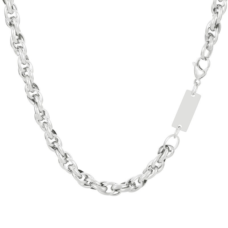 2:Necklace - Steel color (width 7mm, length 50cm)