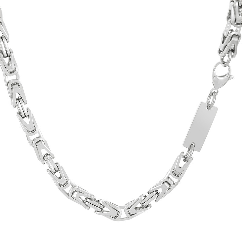Necklace - Steel color (width 6mm, length 50cm)