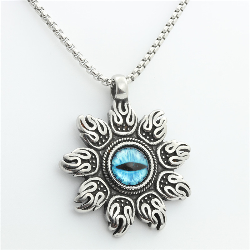 Blue Eye pendant with chain 3.0*60cm square pearl chain