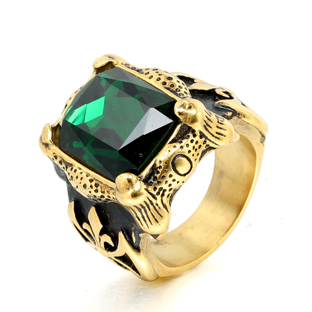 Emeralds with gold background US Size #7
