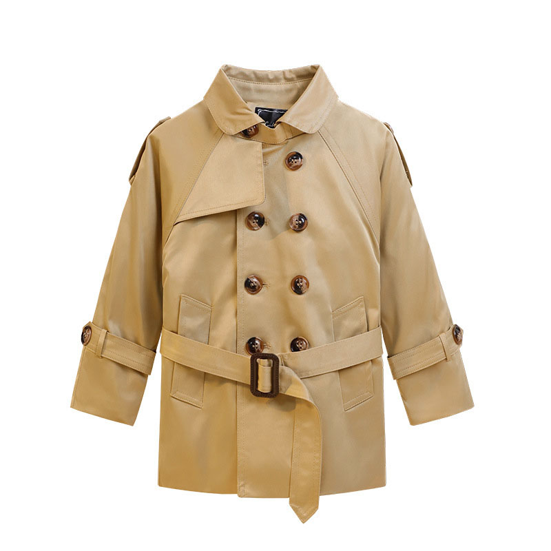 Khaki single trench coat (fleece)