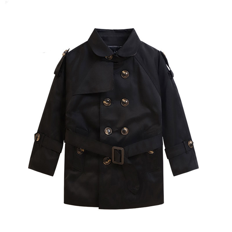 Black single trench coat (fleece)