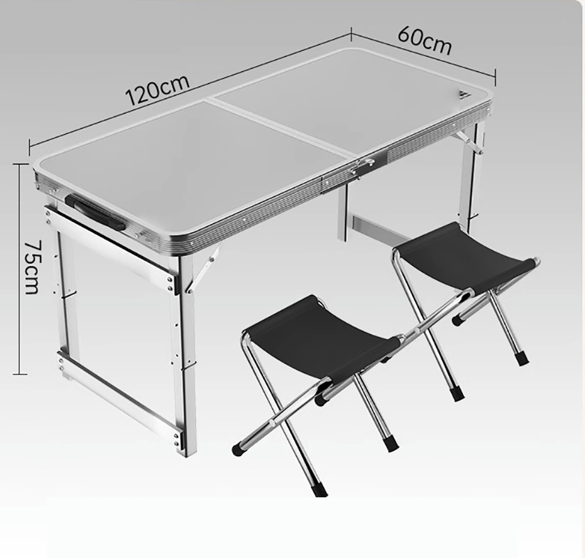 1.2 m dark grey single table and 2 cloth stools