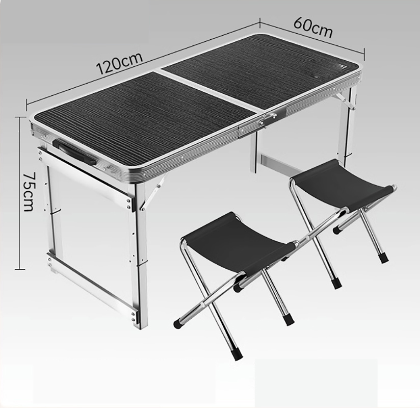 1.2 Millas Black single table and 2 cloth stools