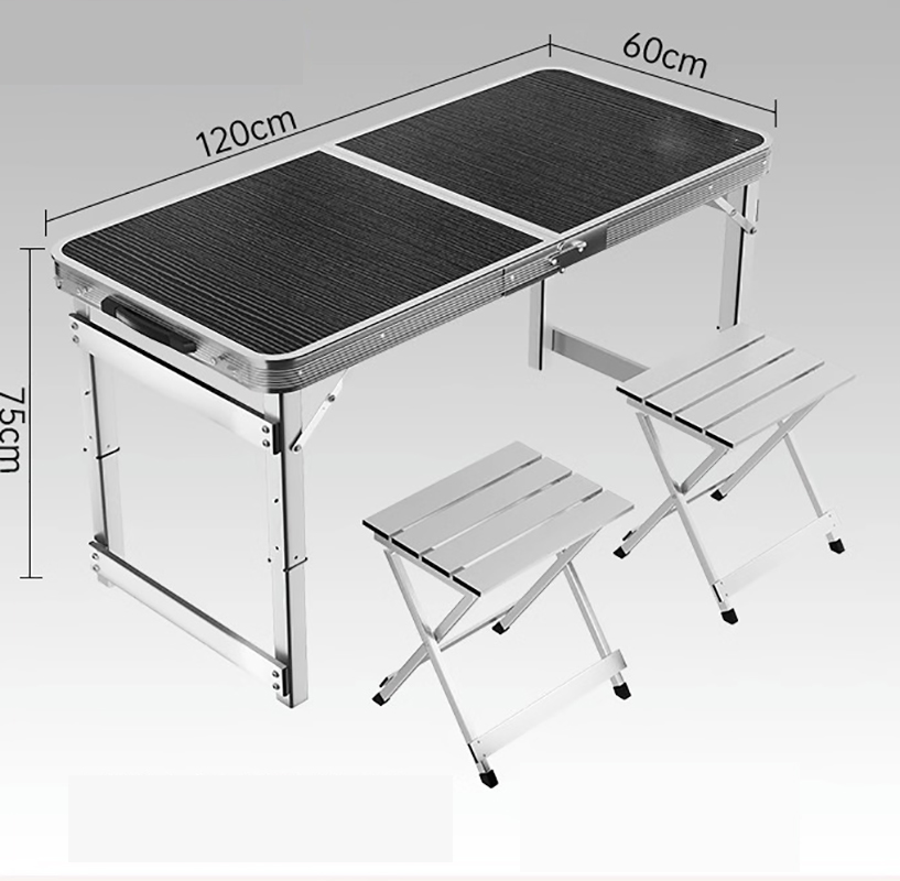 1.2 Milas Black single table and 2 aluminum stools