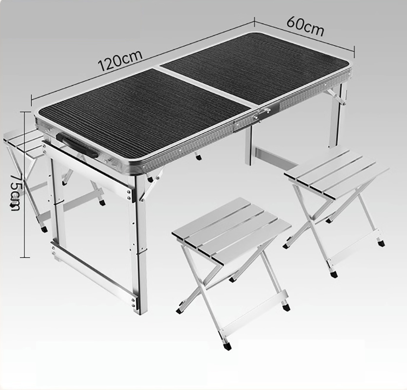 1.2 Milas Black single table and 4 aluminum stools