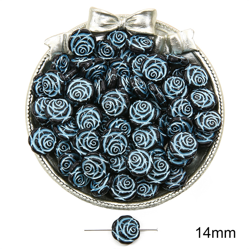 Blue print double sided roses 30 pieces/pack