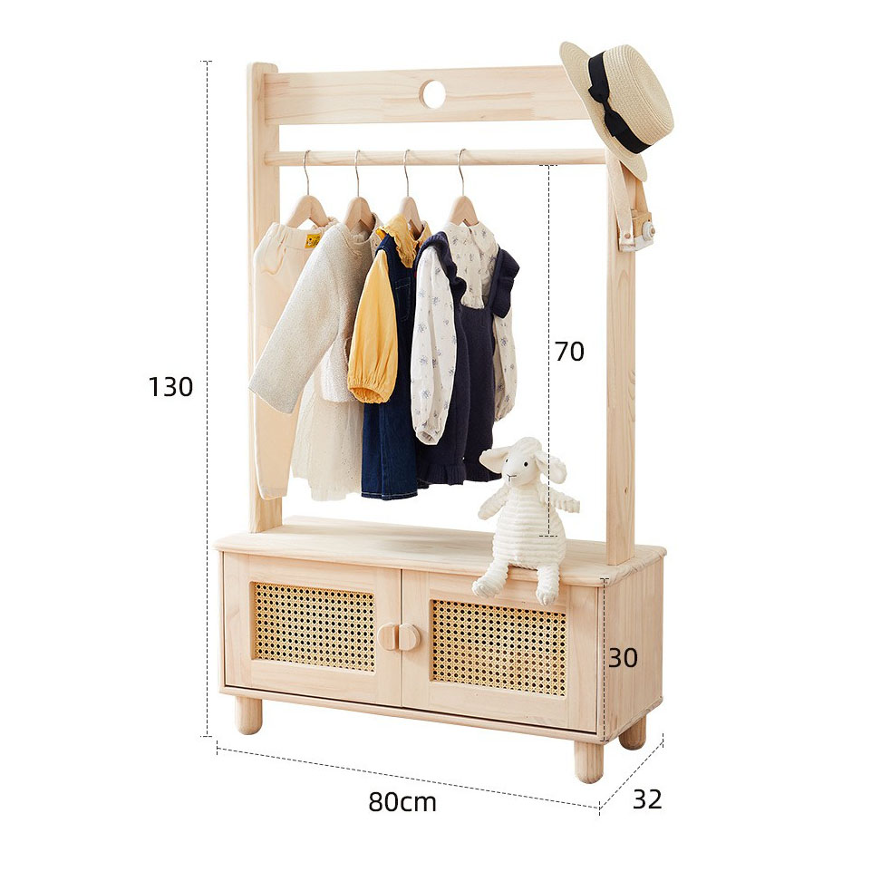 Solid wood clothes rack for kids