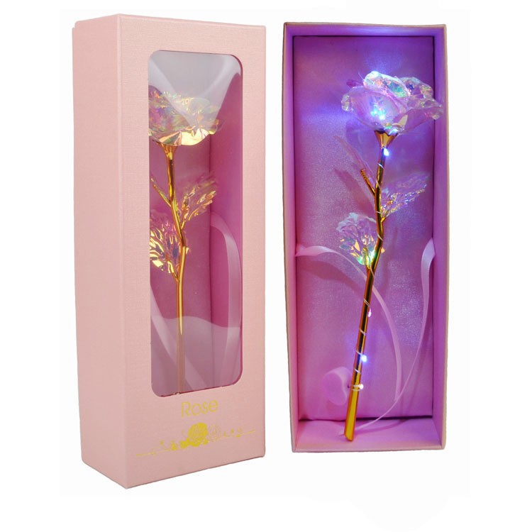 Pink gift box with gold wire light