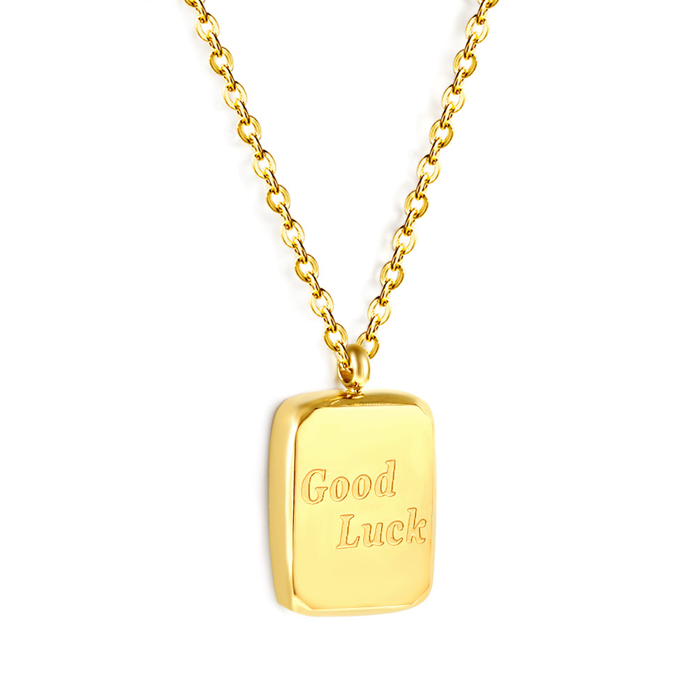 2:Good Luck rectangular pendant necklace