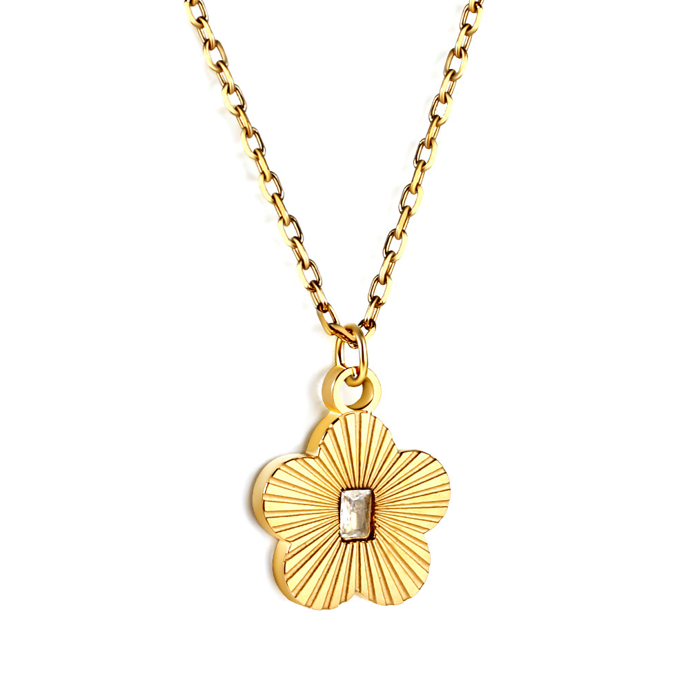 Peach blossom necklace with diamond pendant