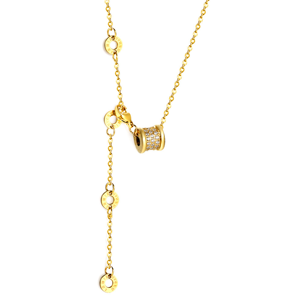 1:Cylindrical accessories Pendant with diamond necklace