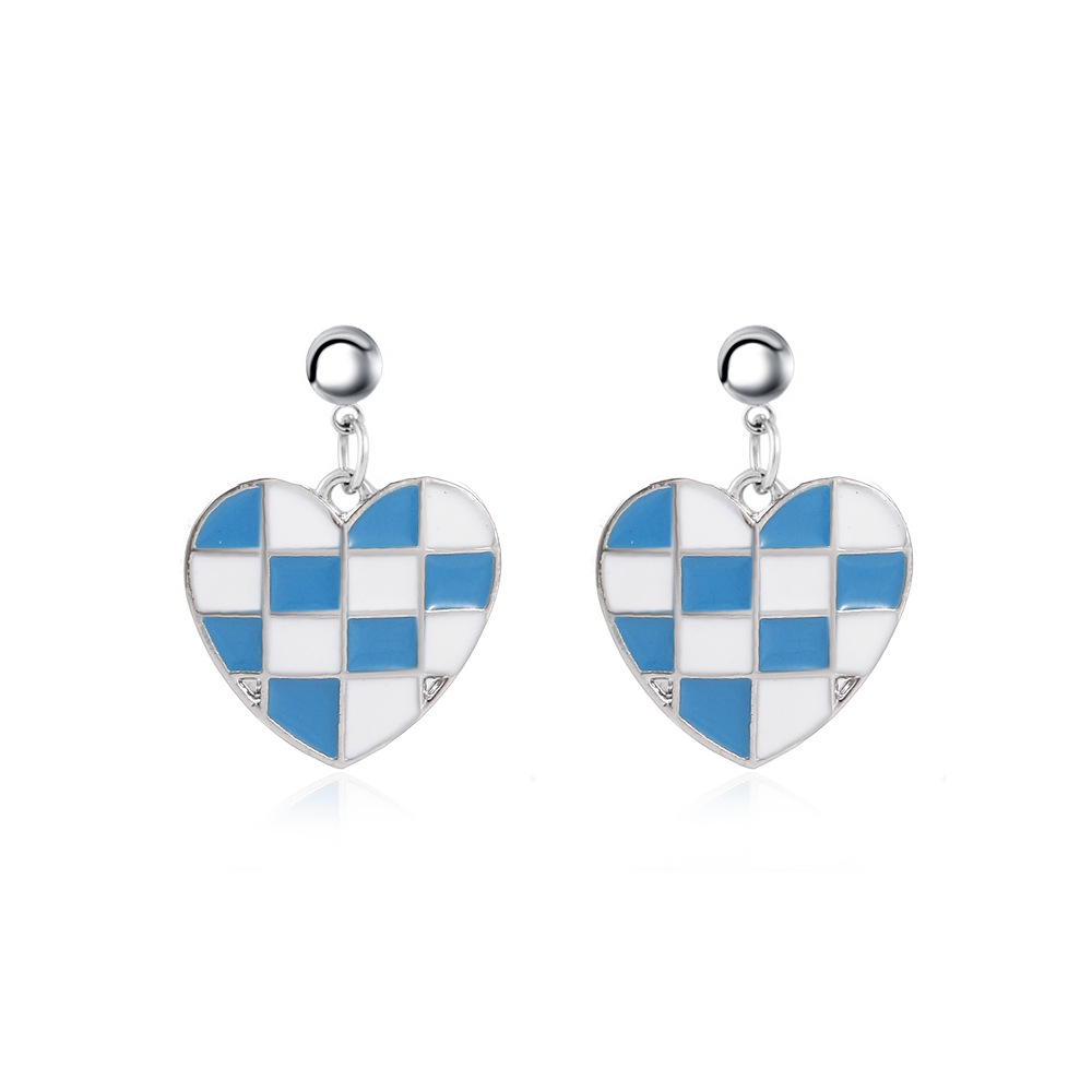 Blue and white stud earrings