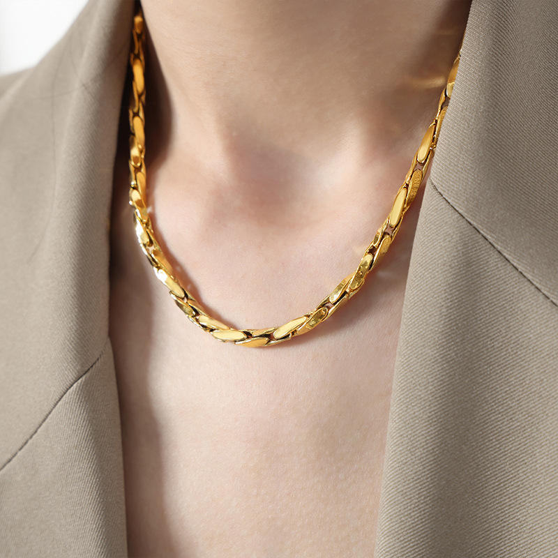 5:P1771 - Gold Necklace - 40cm Tail Chain 5cm