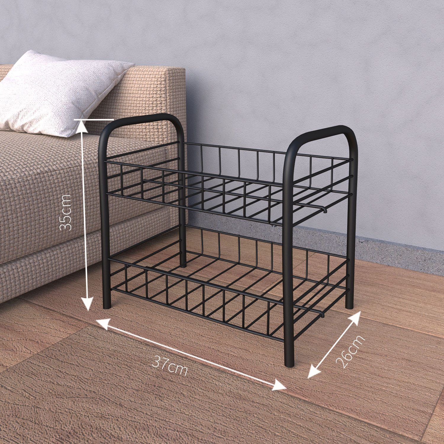 2 layers of black-iron wire rack