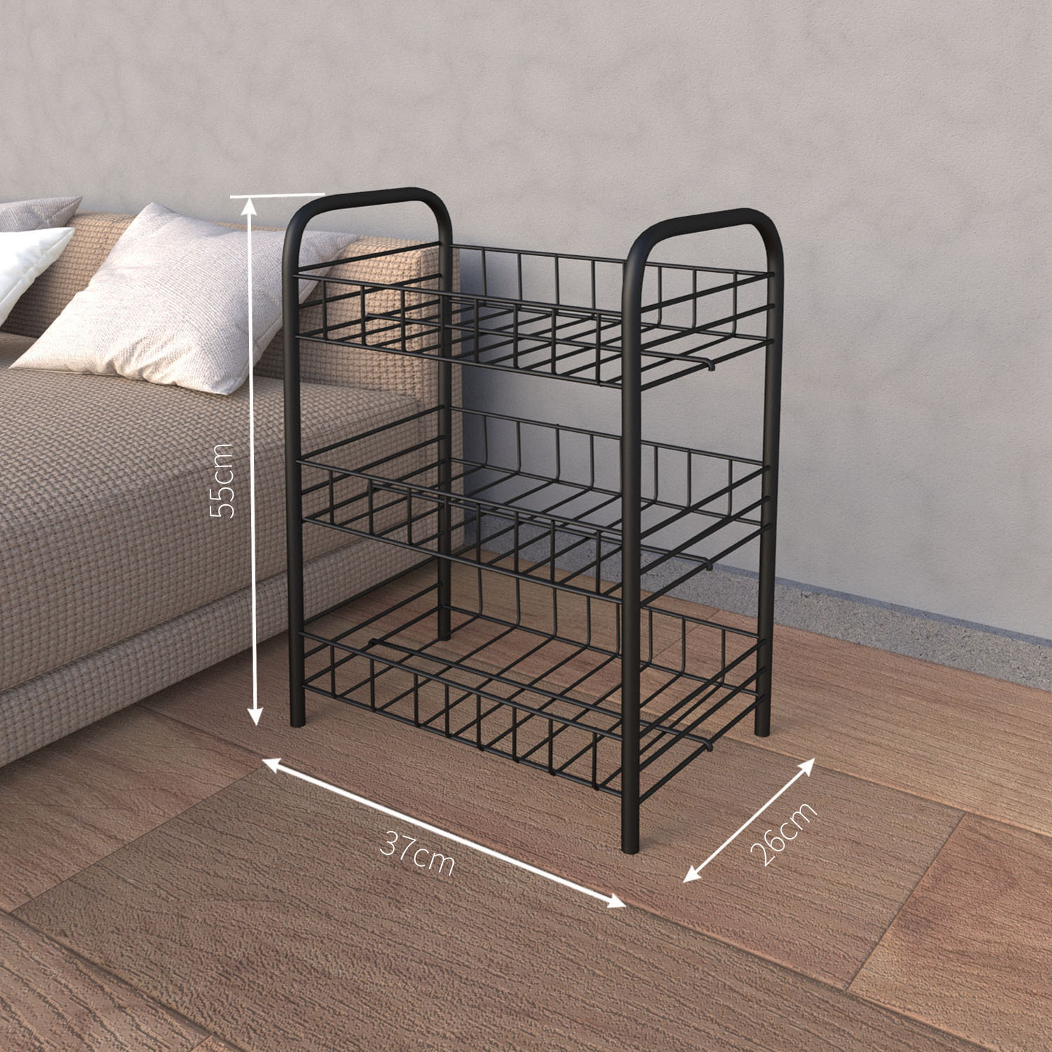 3 layers of black-iron wire rack