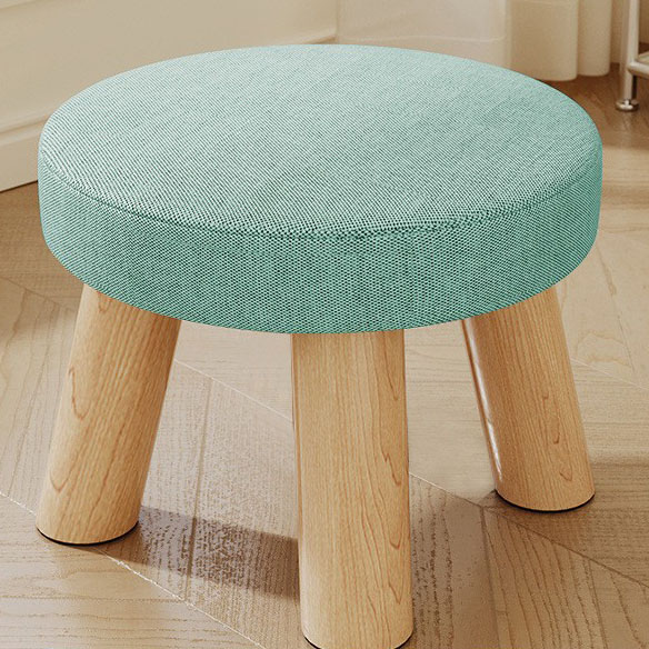 Cyan three-legged solid wood round stool is removable