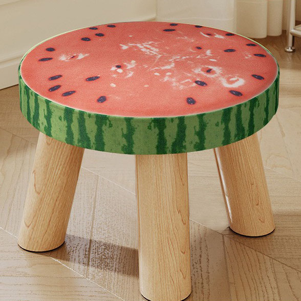 Watermelon three-legged solid wood round stool removable