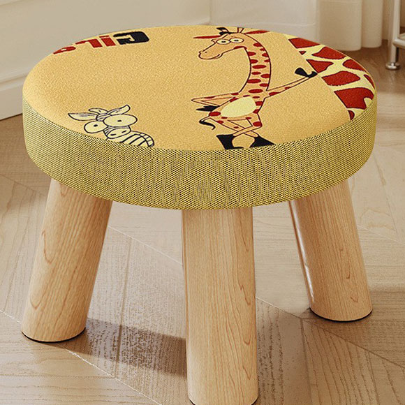 Giraffe three-legged solid wood round stool is removable