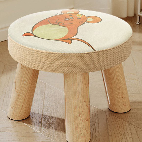 Baby mouse three-legged solid wood round stool removable