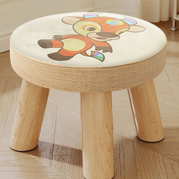The ugly cow three-legged solid wood round stool is removable
