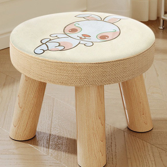 Mortirabbit three-legged solid wood round stool removable