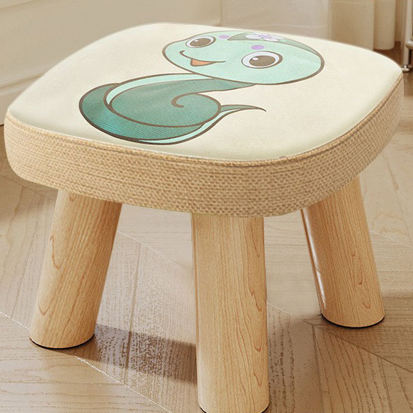 The snake three-legged solid wood round stool is removable