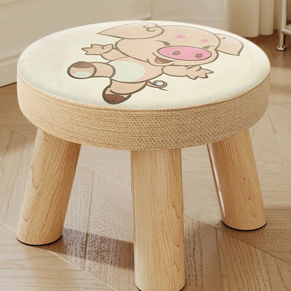 Pig three-legged solid wood round stool can be disassembled