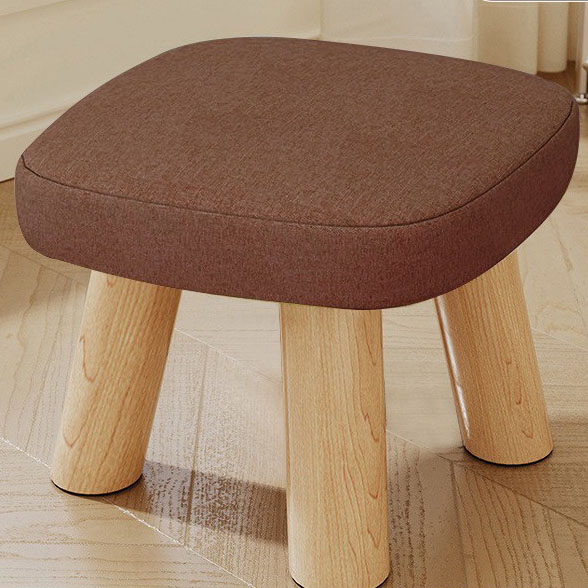 Coffee color three-legged solid wood square stool removable
