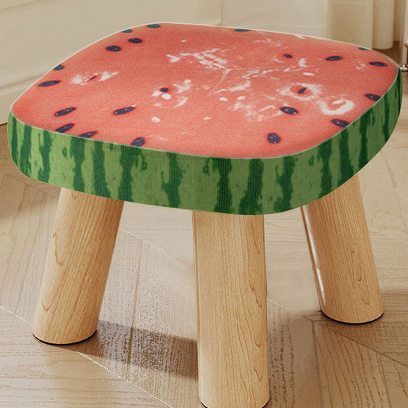 Watermelon three-legged solid wood square stool removable