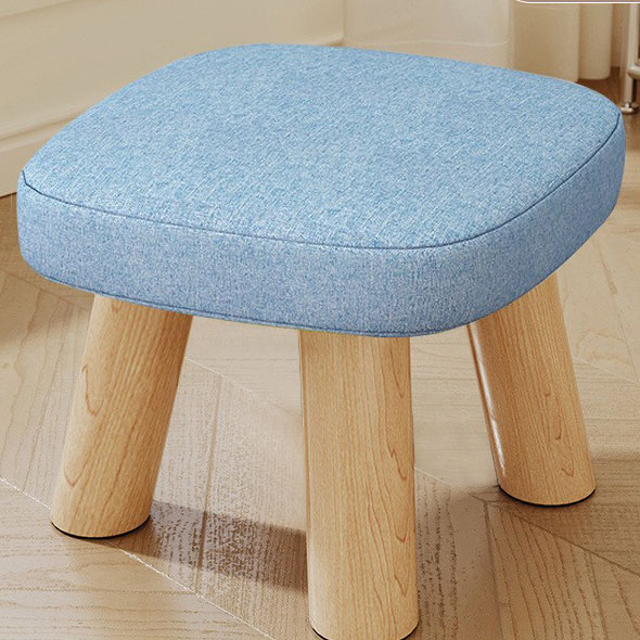 Blue three-legged solid wood square stool is removable