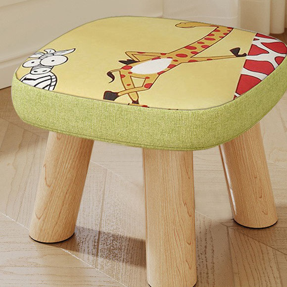 Giraffe three-legged solid wood square stool is removable