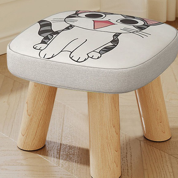 Kitten three-legged solid wood square stool can be disassembled