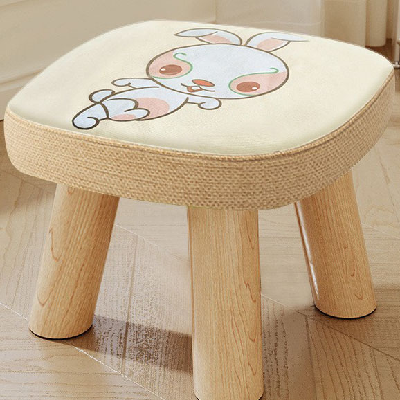 The rabbit three-legged solid wood square stool can be disassembled